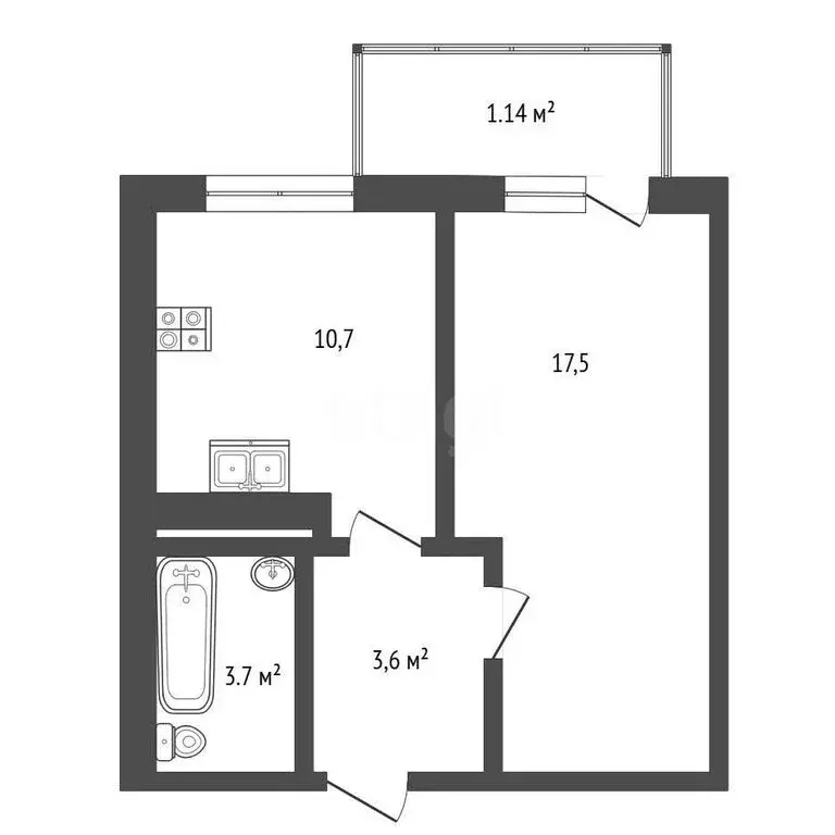 1-комнатная квартира: Саки, Набережная улица, 17 (35.5 м) - Фото 1