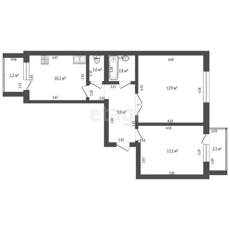 2-комнатная квартира: Стерлитамак, улица Артёма, 102 (54.7 м) - Фото 1