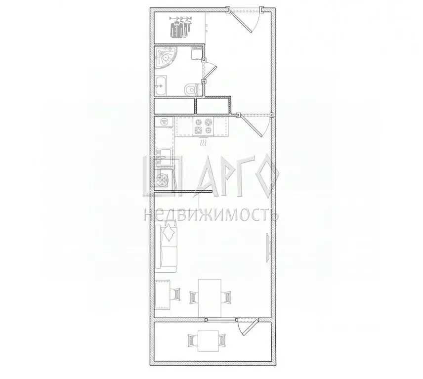 Студия Санкт-Петербург пос. Парголово, Заречная ул., 19к1 (30.0 м) - Фото 2