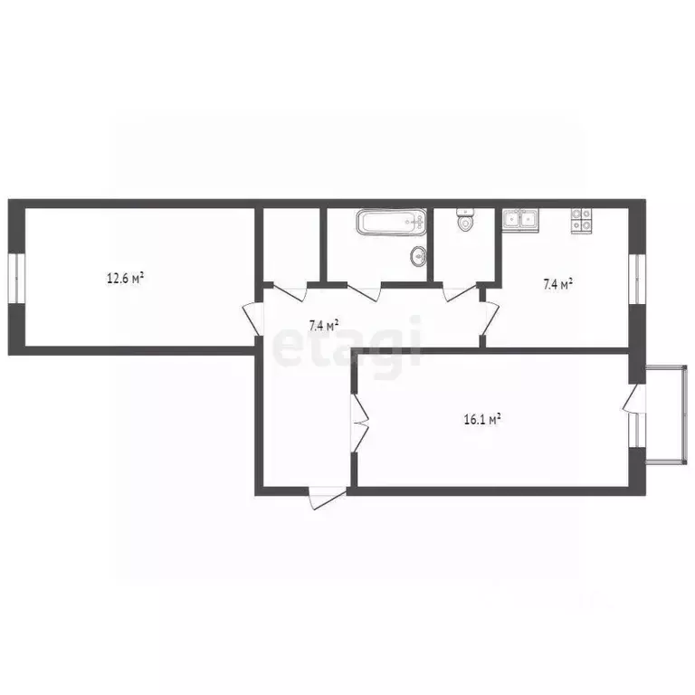 2-к кв. Тюменская область, Тюменский муниципальный округ, Боровский ... - Фото 1