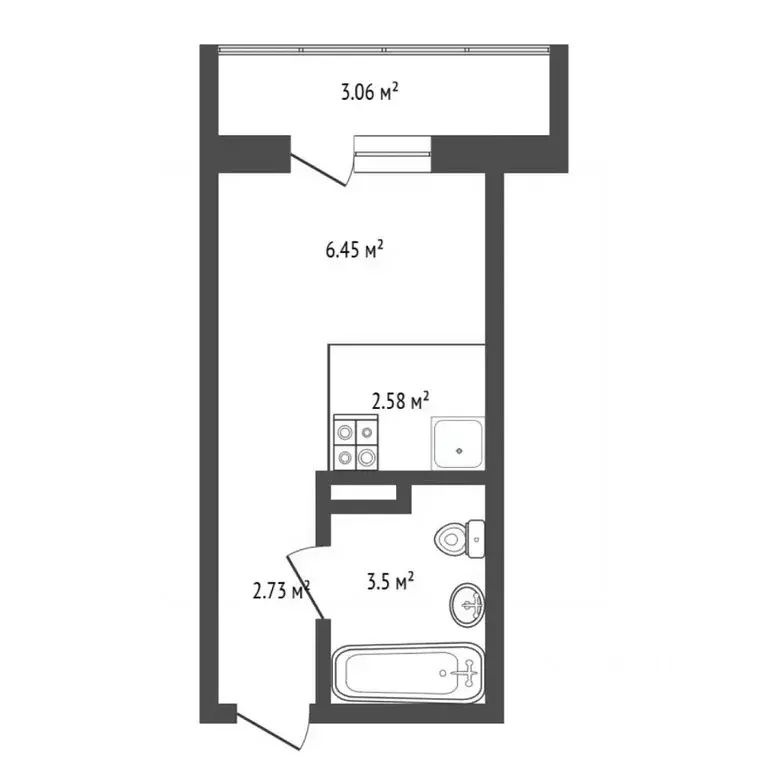 Студия Тюменская область, Тюмень ул. Новоселов, 113 (16.0 м) - Фото 2