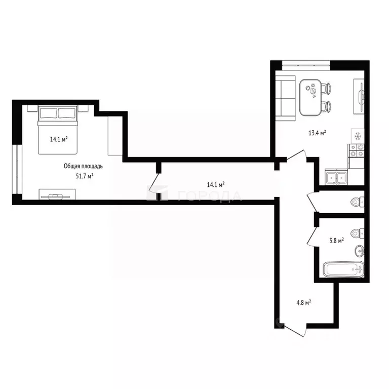1-к кв. Новосибирская область, Новосибирск ул. Сибиряков-Гвардейцев, ... - Фото 2