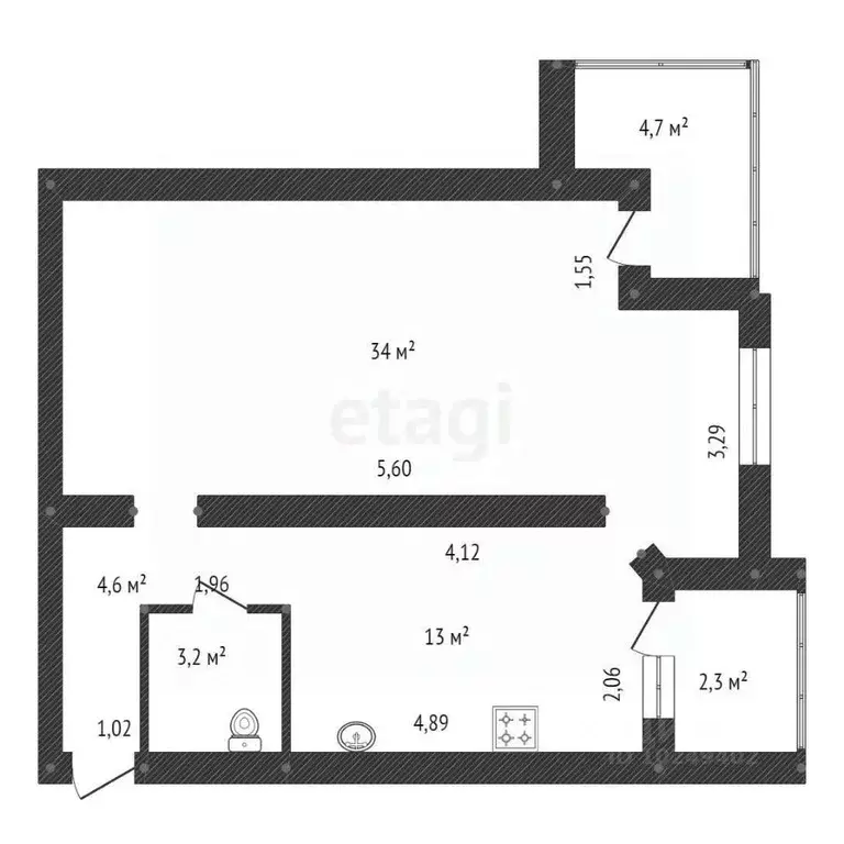 1-к кв. Башкортостан, Уфа Комсомольская ул., 24 (54.7 м) - Фото 2
