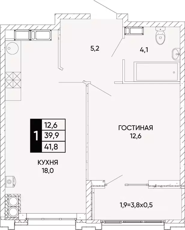 1-к кв. Ростовская область, Ростов-на-Дону Левобережье жилой комплекс ... - Фото 0