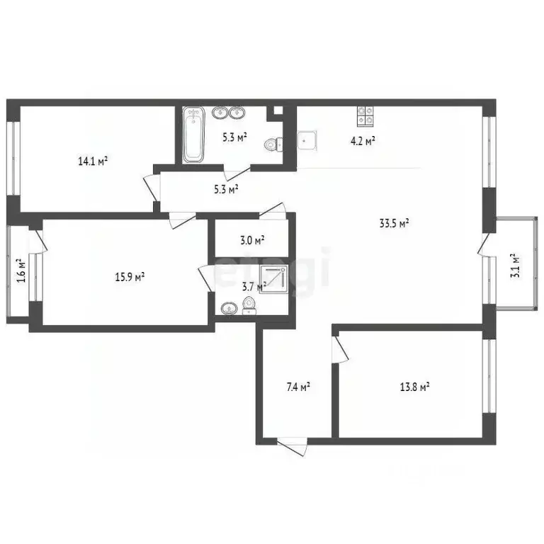 3-к кв. Тюменская область, Тюмень ул. Газовиков, 40 (110.9 м) - Фото 2