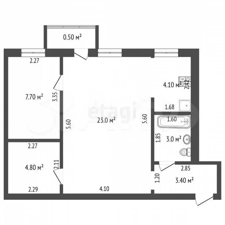 2-к. квартира, 46 м, 5/5 эт. - Фото 0