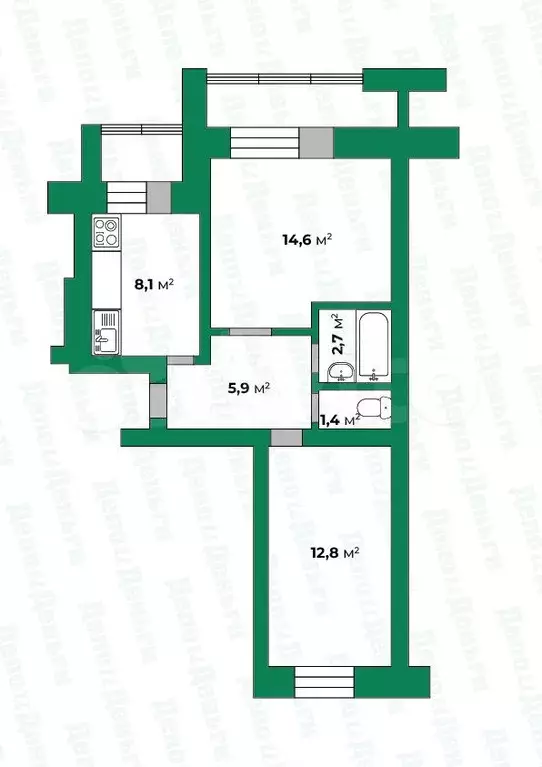 2-к. квартира, 45,5 м, 4/10 эт. - Фото 0