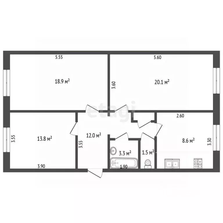 3-к кв. Татарстан, Альметьевск ул. Ленина, 42 (77.0 м) - Фото 2