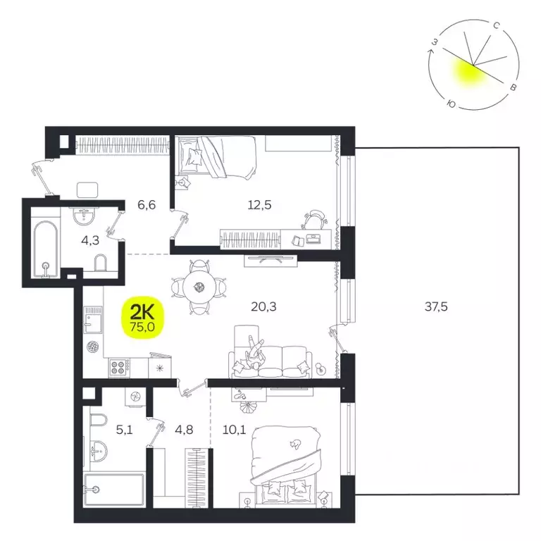2-к кв. Свердловская область, Екатеринбург Южная Ботаника жилрайон, ... - Фото 1