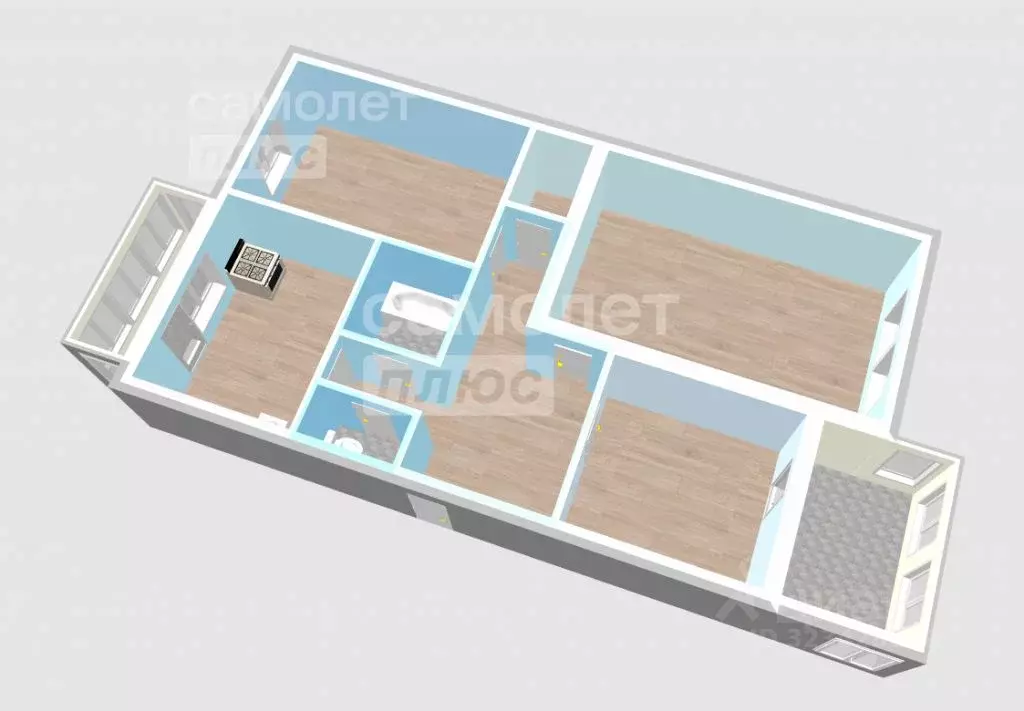 3-к кв. Краснодарский край, Туапсе ул. Калараша, 16 (64.6 м) - Фото 1