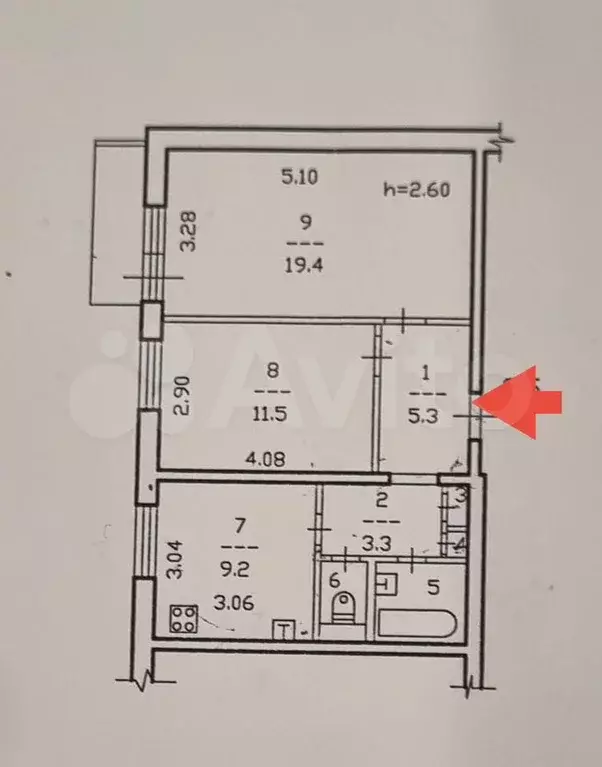 2-к. квартира, 55 м, 8/9 эт. - Фото 0