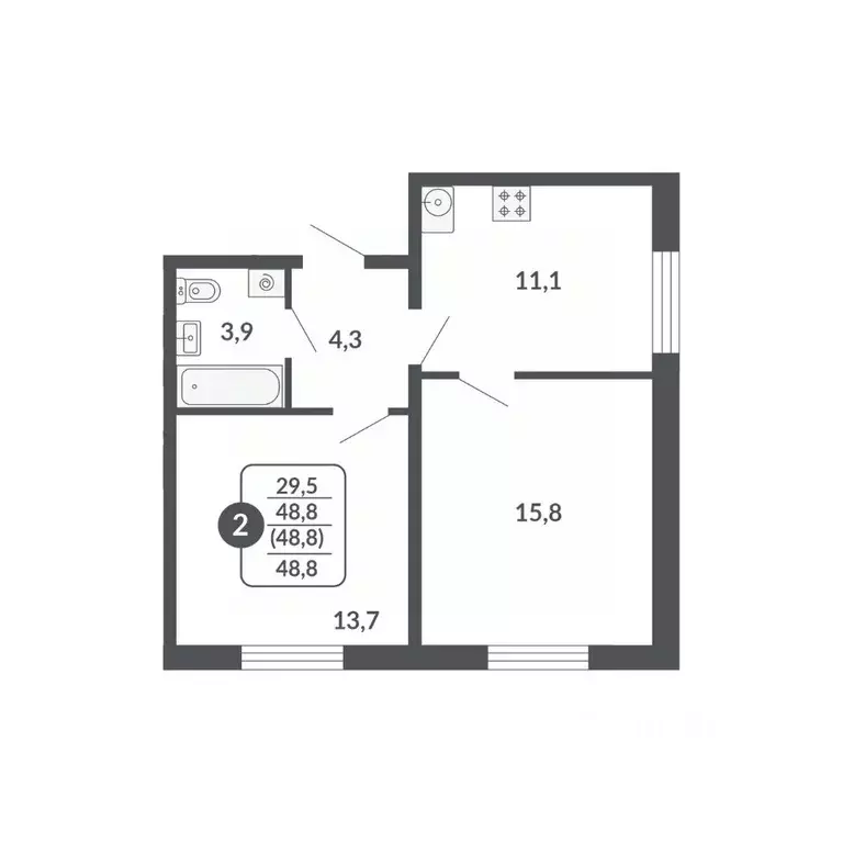 2-к кв. Кировская область, Киров ул. МОПРА, 1Б (48.8 м) - Фото 1