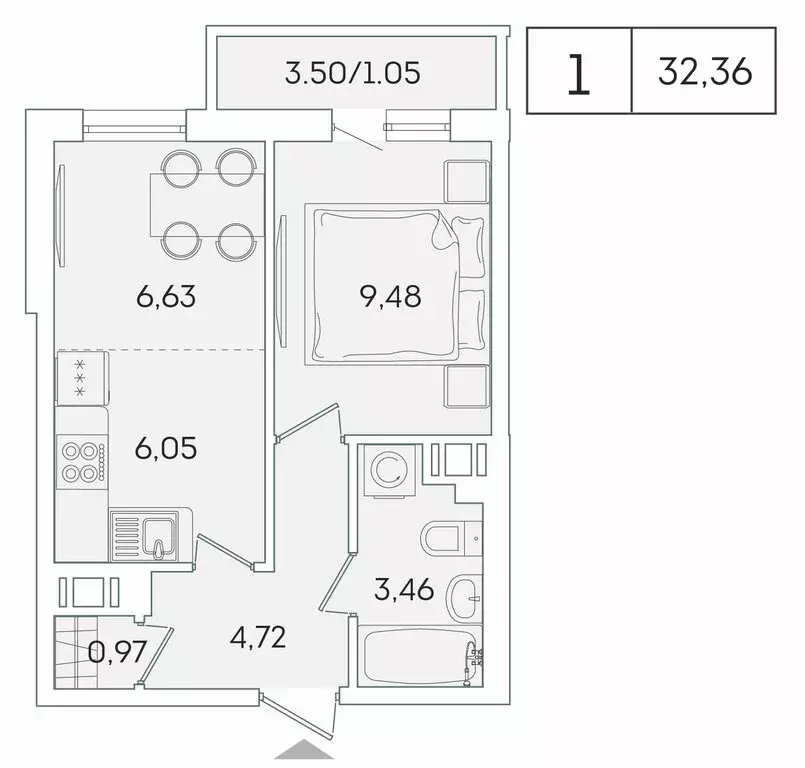 1-комнатная квартира: Мурино, Графская улица, 6к4 (31.3 м) - Фото 0