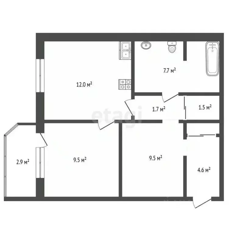 1-к кв. Тюменская область, Тюменский муниципальный округ, д. Дударева ... - Фото 2