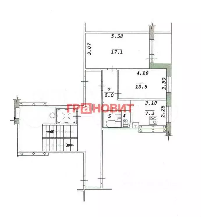 2-к. квартира, 43,7 м, 6/9 эт. - Фото 0