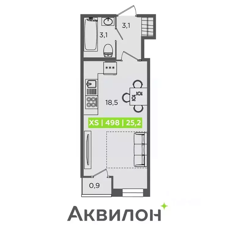 Студия Санкт-Петербург Планерная ул., 87к1 (25.2 м) - Фото 0