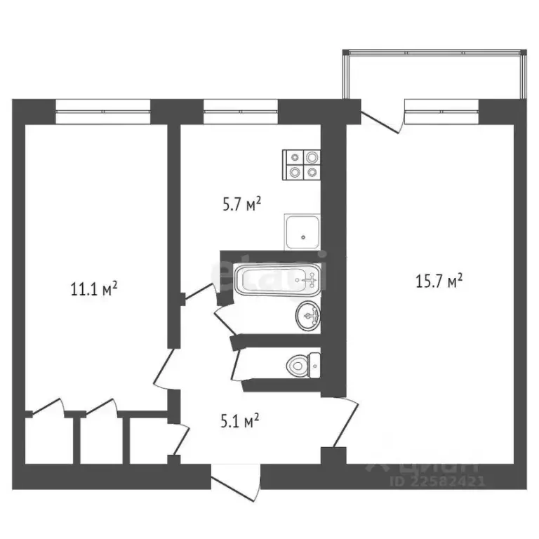 2-к кв. Удмуртия, Ижевск ул. Ворошилова, 3 (43.0 м) - Фото 2