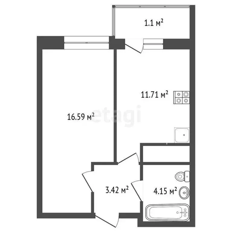 1-комнатная квартира: Стерлитамак, проспект Октября, 38 (35.8 м) - Фото 1