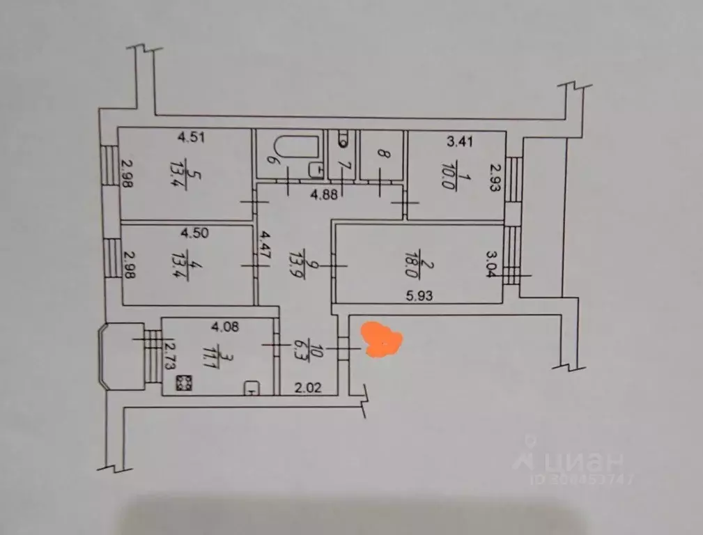 4-к кв. Вологодская область, Вологда Благовещенская ул., 89 (92.0 м) - Фото 0