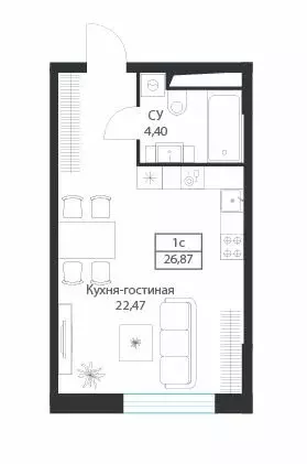 Квартира-студия: Москва, улица Академика Ильюшина, 21с5 (26.87 м) - Фото 0
