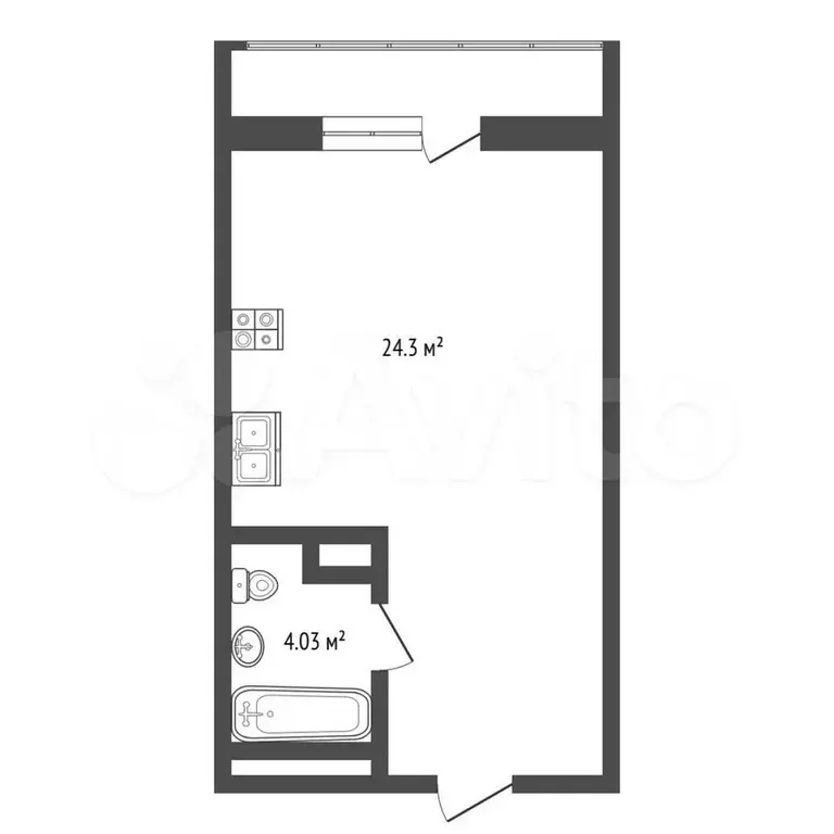Квартира-студия, 24,3 м, 17/19 эт. - Фото 0