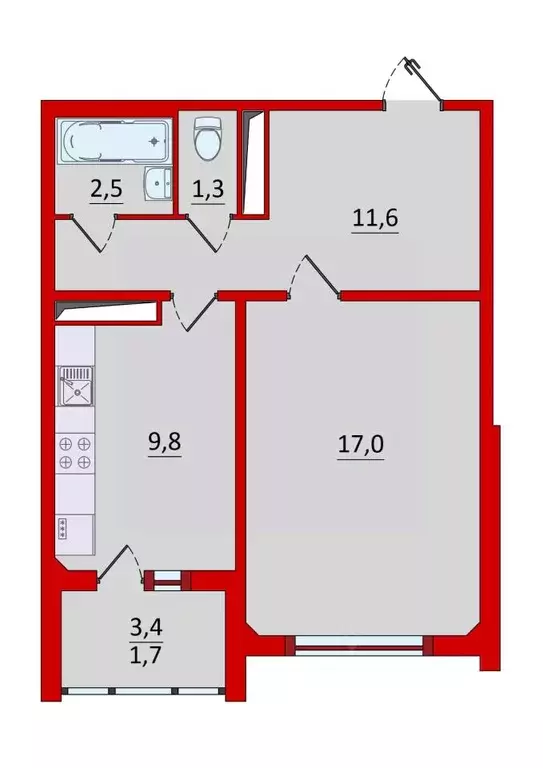 1-к кв. Санкт-Петербург ул. Замшина, 37 (42.2 м) - Фото 2