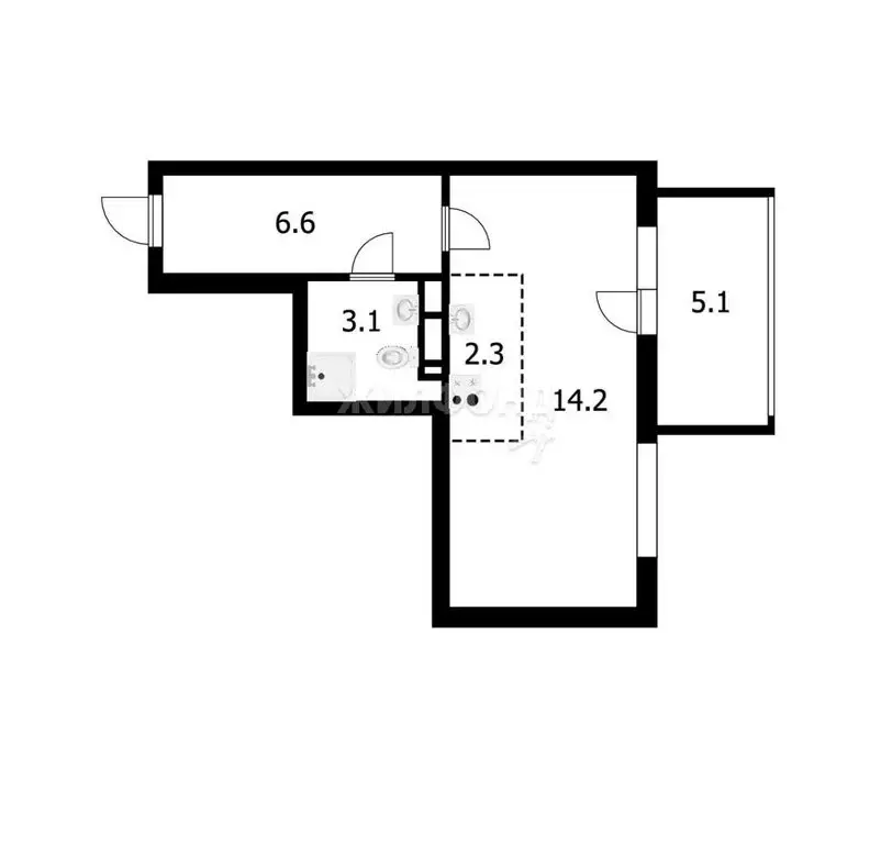 Квартира-студия: Новосибирск, улица Гаранина, 41 (31 м) - Фото 0