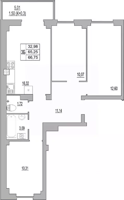 3-к кв. Псковская область, Псков ул. Юности, 32 (66.75 м) - Фото 0