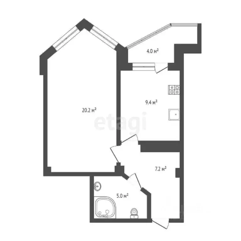 1-к кв. Калужская область, Калуга ул. Маяковского, 66 (43.6 м) - Фото 2