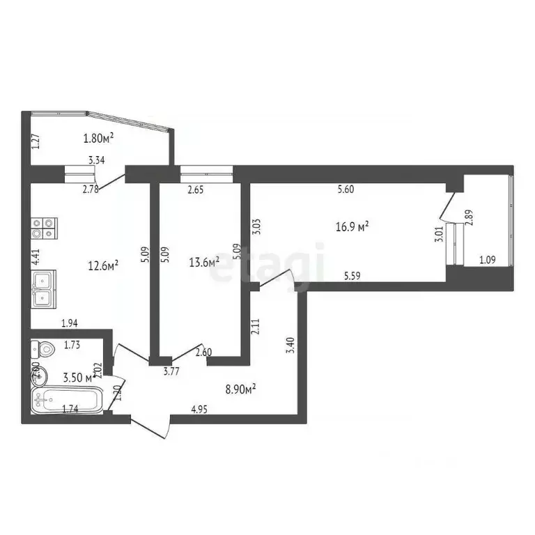 2-к кв. Тамбовская область, Тамбов ул. Чичерина, 62Б (55.5 м) - Фото 1