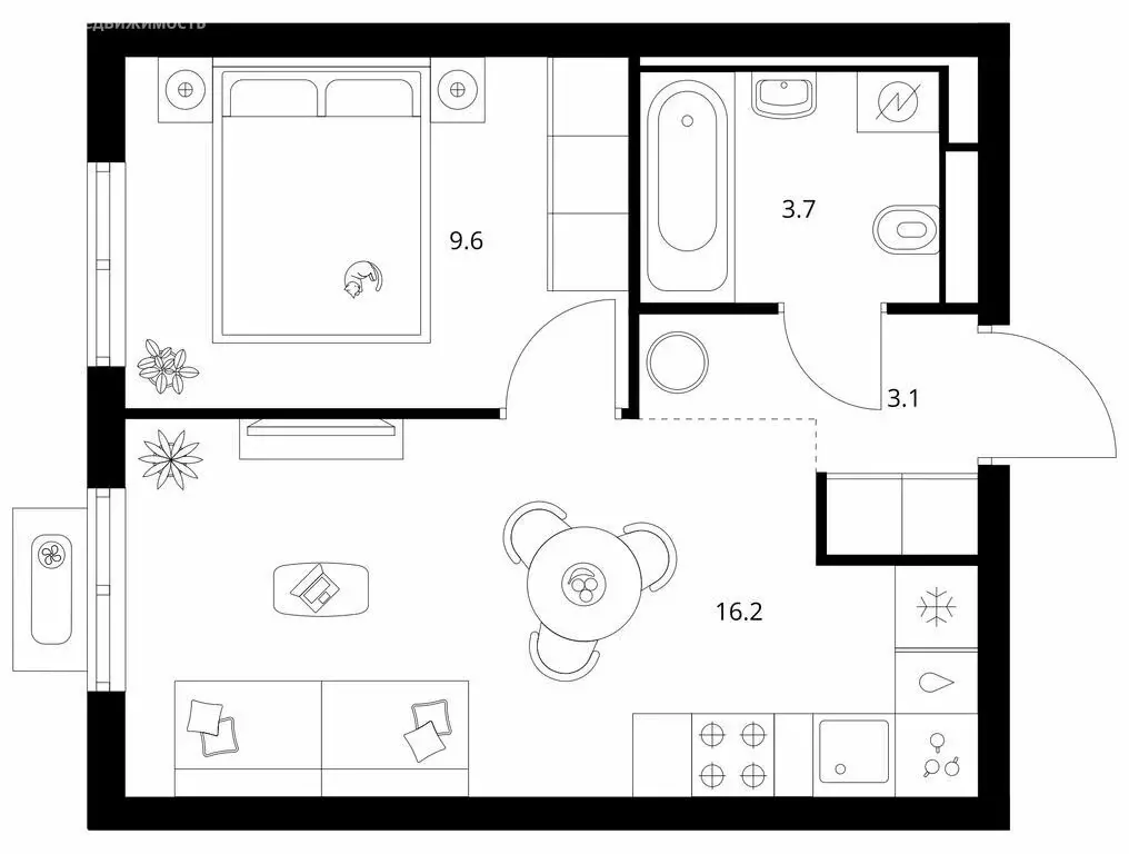 1-комнатная квартира: городской посёлок Янино-1, жилой комплекс ... - Фото 1