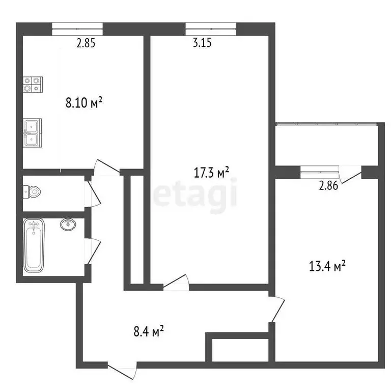 2-комнатная квартира: Новый Уренгой, район Северная Жилая Часть, ... - Фото 1