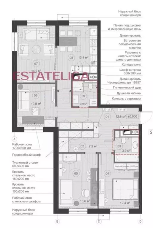 3-к кв. Москва ул. Крузенштерна, 12к3 (95.6 м) - Фото 2