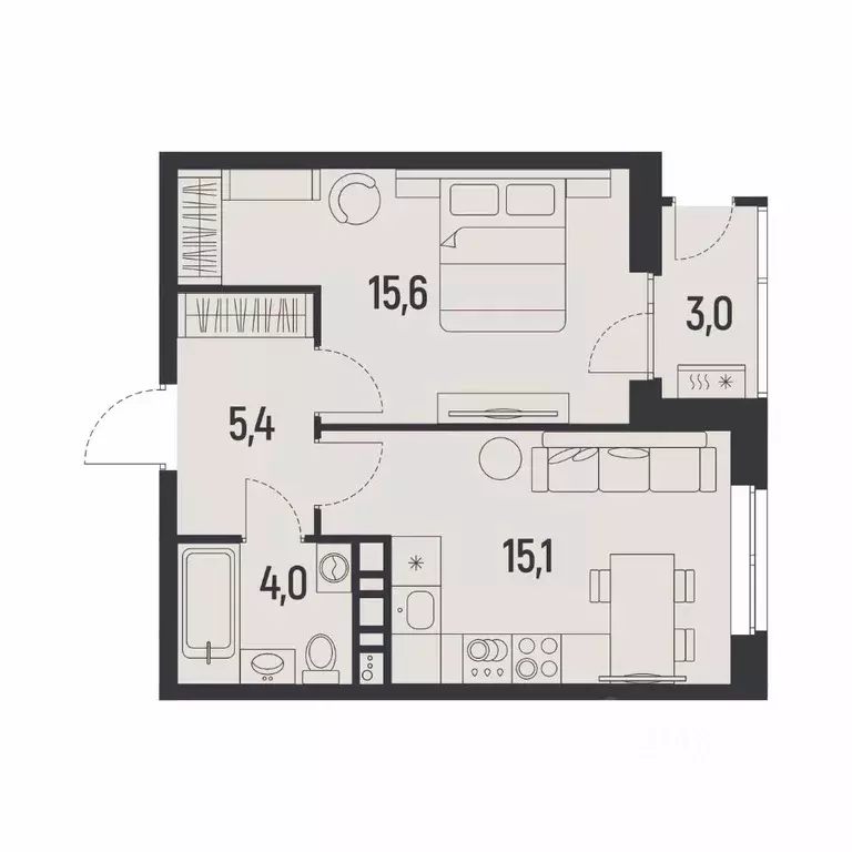 1-к кв. Пермский край, Пермь Ераничи мкр,  (41.6 м) - Фото 1