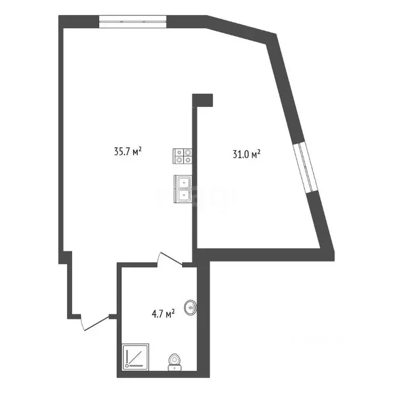 1-к кв. Крым, Ялта ул. Киевская, 44 (35.7 м) - Фото 1