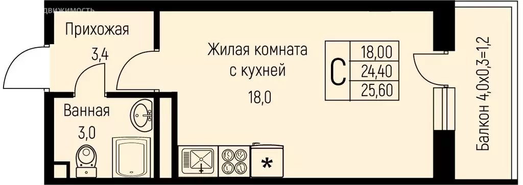 Квартира-студия: посёлок Берёзовый, посёлок Прогресс, жилой комплекс ... - Фото 0