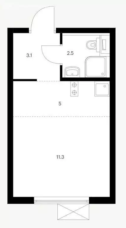 Квартира-студия: Курган, Половинская улица, 8А (12.4 м) - Фото 1