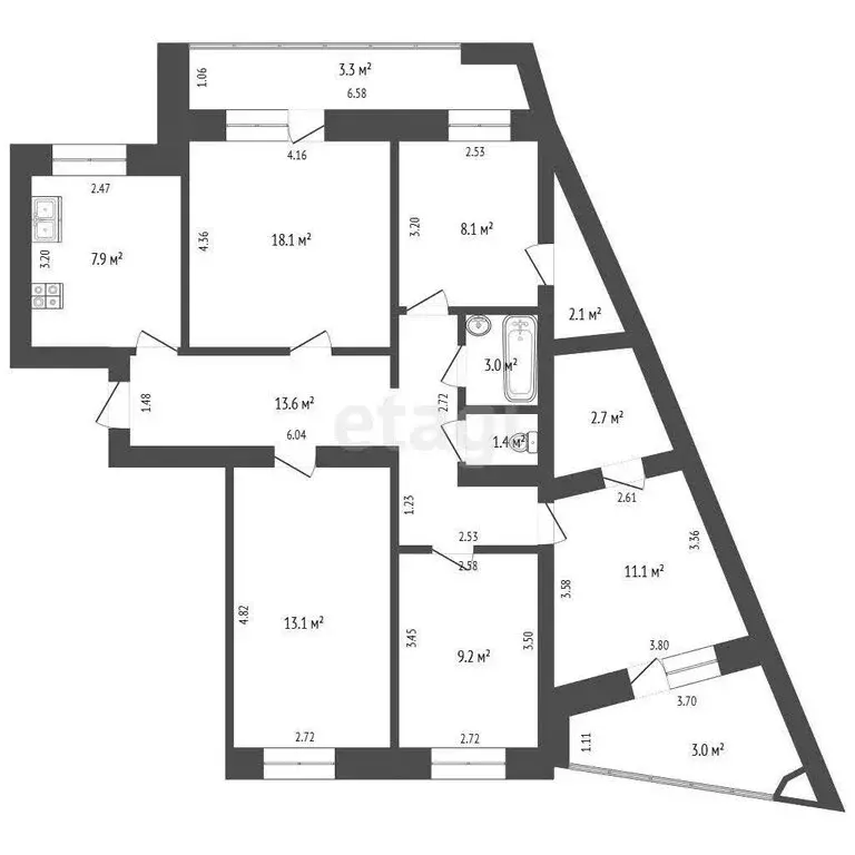 5-комнатная квартира: Стерлитамак, улица Гоголя, 98 (90.3 м) - Фото 0