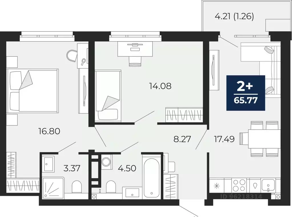 2-к кв. Тюменская область, Тюмень ул. Арктическая, 14 (64.51 м) - Фото 0