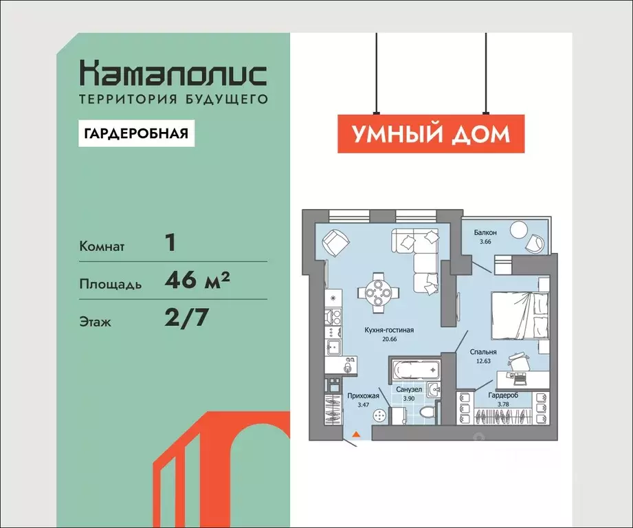 1-к кв. Пермский край, Пермь ул. Дзержинского, 35А (46.0 м) - Фото 1