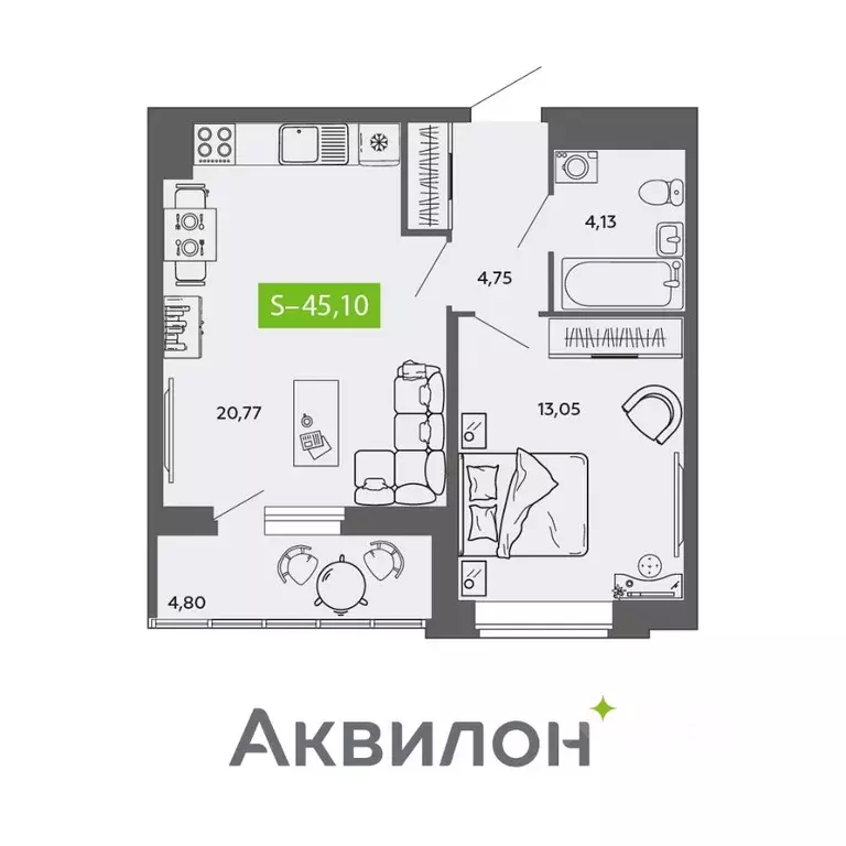 1-к кв. Архангельская область, Северодвинск ул. Мира, 5 (45.1 м) - Фото 0