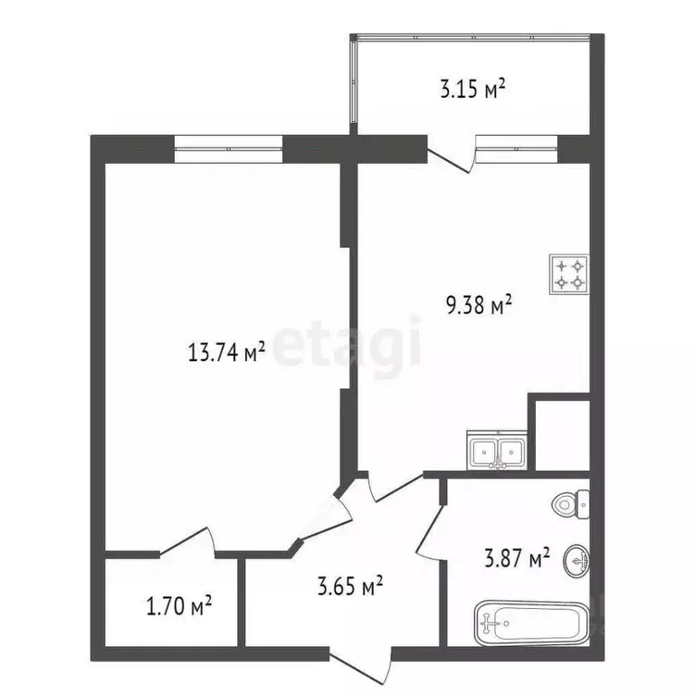 1-к кв. Санкт-Петербург просп. Маршала Блюхера, 7к1 (32.0 м) - Фото 2