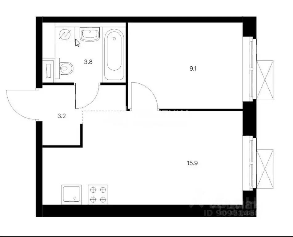 1-комнатная квартира: Москва, Кольская улица, 8к2 (31.5 м) - Фото 1