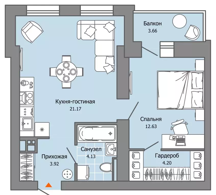 1-к кв. Пермский край, Пермь ул. Дзержинского, 35А (47.0 м) - Фото 2