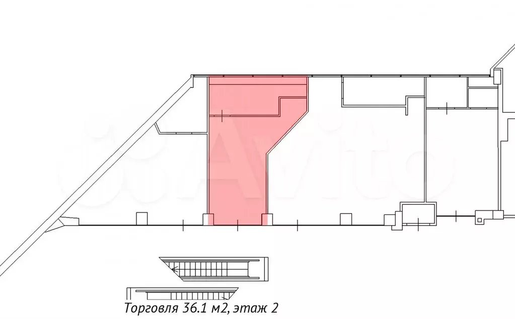 Торговое помещение 36.1 м, 2 этаж, качественная отделка - Фото 0
