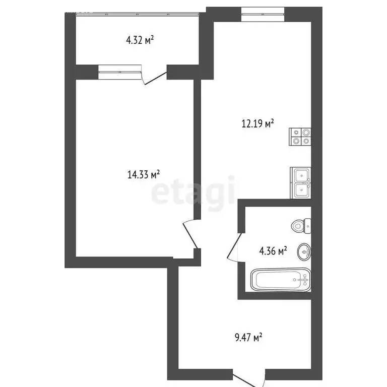 1-комнатная квартира: Череповец, Береговая улица, 5 (41.1 м) - Фото 1