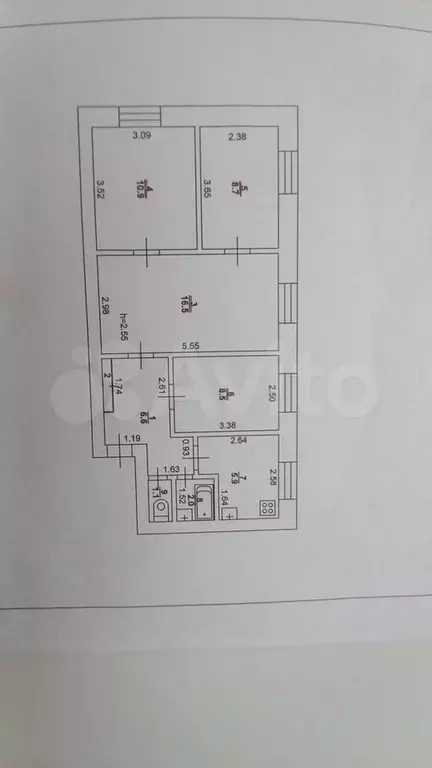4-к. квартира, 60,7 м, 2/5 эт. - Фото 0