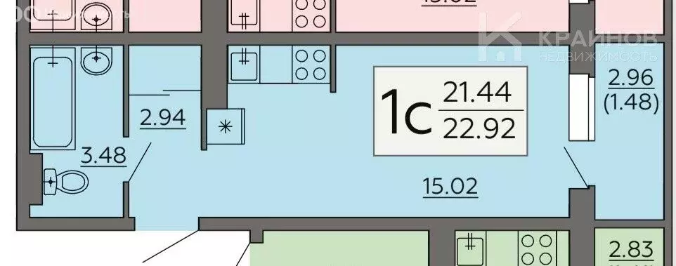 Квартира-студия: Воронеж, улица 9 Января, 223И (21.6 м) - Фото 1