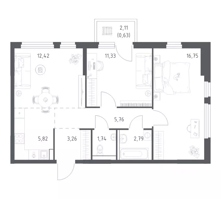 2-к кв. Московская область, Ленинский городской округ, Мисайлово пгт, ... - Фото 1