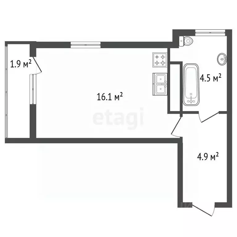 Студия Санкт-Петербург Комендантский просп., 60к3 (26.0 м) - Фото 2